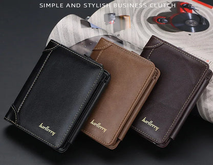 New PU Leather Men Wallets High Quality Zipper Short Desigh Card Holder Male Purse Vintage Coin Holder Men Wallets - Smarsty