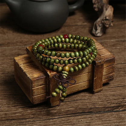 Green 6mm Natural Sandalwood Beaded Bracelets for Women - Smarsty