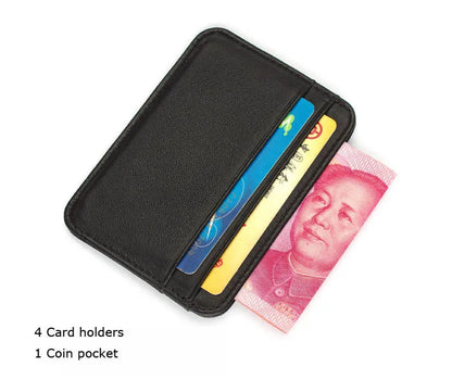 New Slim 100% Sheepskin Genuine Leather Men's Wallet Male Thin Mini ID Credit Card Holder Small Cardholder Purse For Man - Smarsty