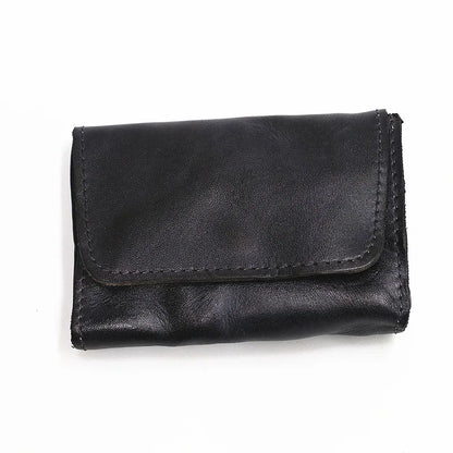 Genuine Leather Wallet for Men Women Brand Vintage Handmade Short Small Men's Wallets Card Holder Original Leather Coin Purse - Smarsty