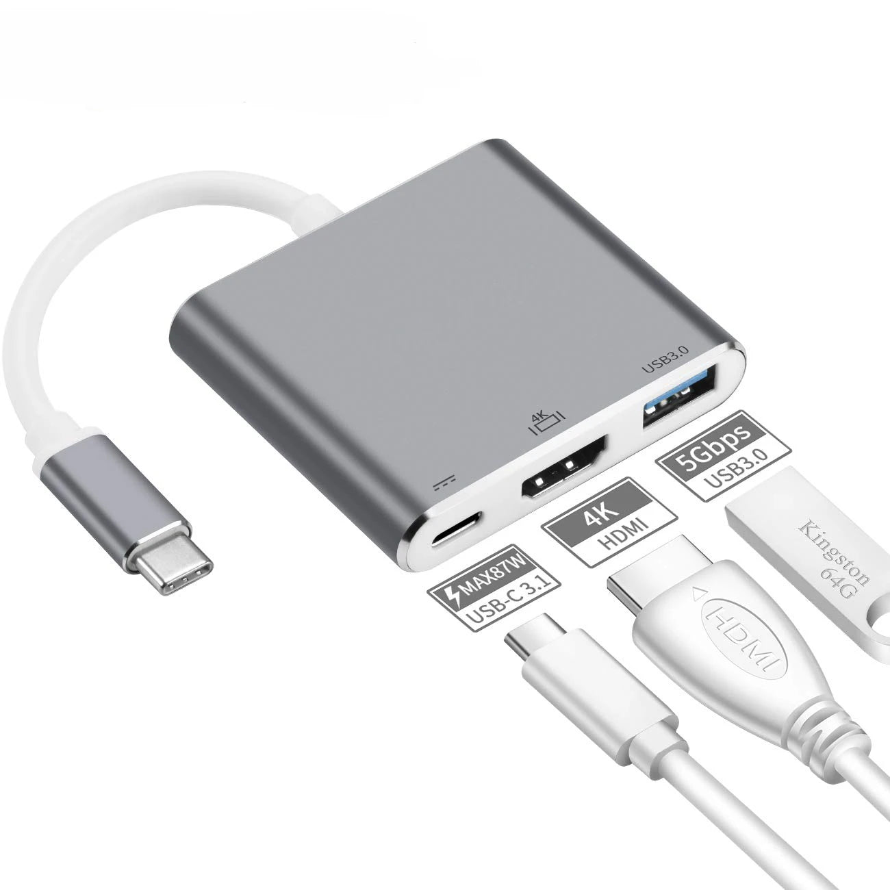 USB C Hub 4K HDMI Adapter With Multiport Thunderbolt