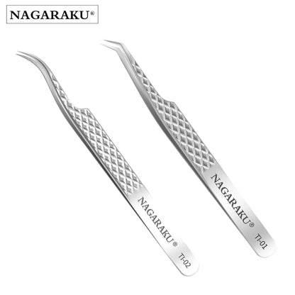 NAGARAKU Stainless Steel Eyelash Tweezers Set for Precision - Smarsty