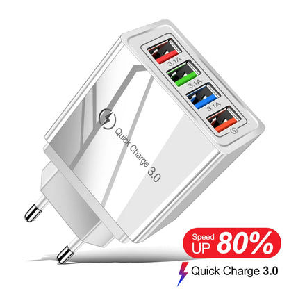 4 Port USB Quick Charge 3.0 Wall Charger EU Connector - Smarsty