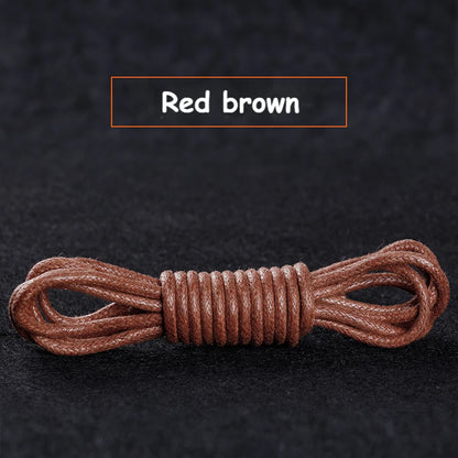 1Pair Cotton Waxed Shoelaces Round Oxford Shoe laces Boots Laces Waterproof Leather Shoelace Length 60/80/100/120/140/180cm - Smarsty