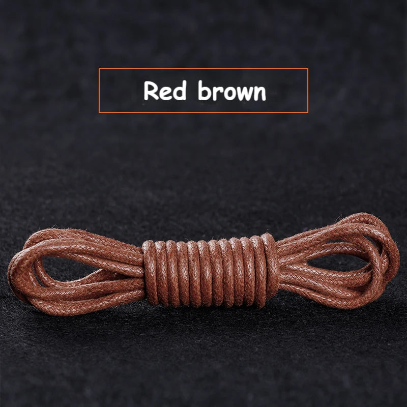 1Pair Cotton Waxed Shoelaces Round Oxford Shoe laces Boots Laces Waterproof Leather Shoelace Length 60/80/100/120/140/180cm - Smarsty