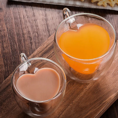 Heart Love Shaped Glass Mug for Couples - Smarsty