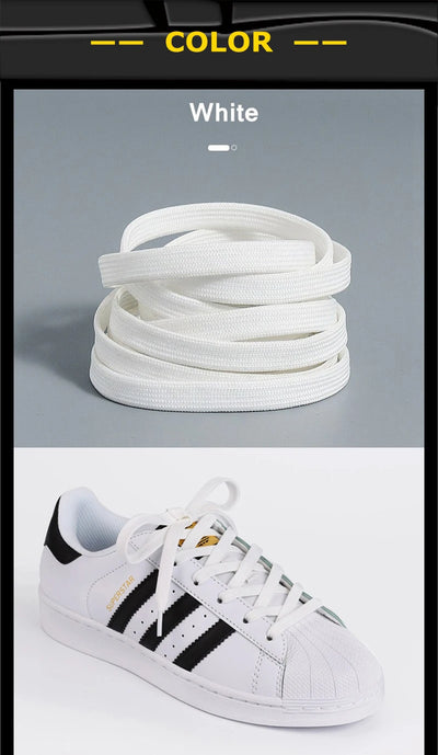 1 Pair Black White Shoe Laces Flat Double Woven Anti-slip Polyester Shoelaces Sports Casual White Shoes Classic Shoelace - Smarsty
