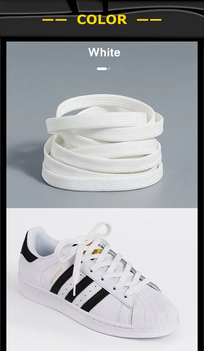 1 Pair Black White Shoe Laces Flat Double Woven Anti-slip Polyester Shoelaces Sports Casual White Shoes Classic Shoelace - Smarsty
