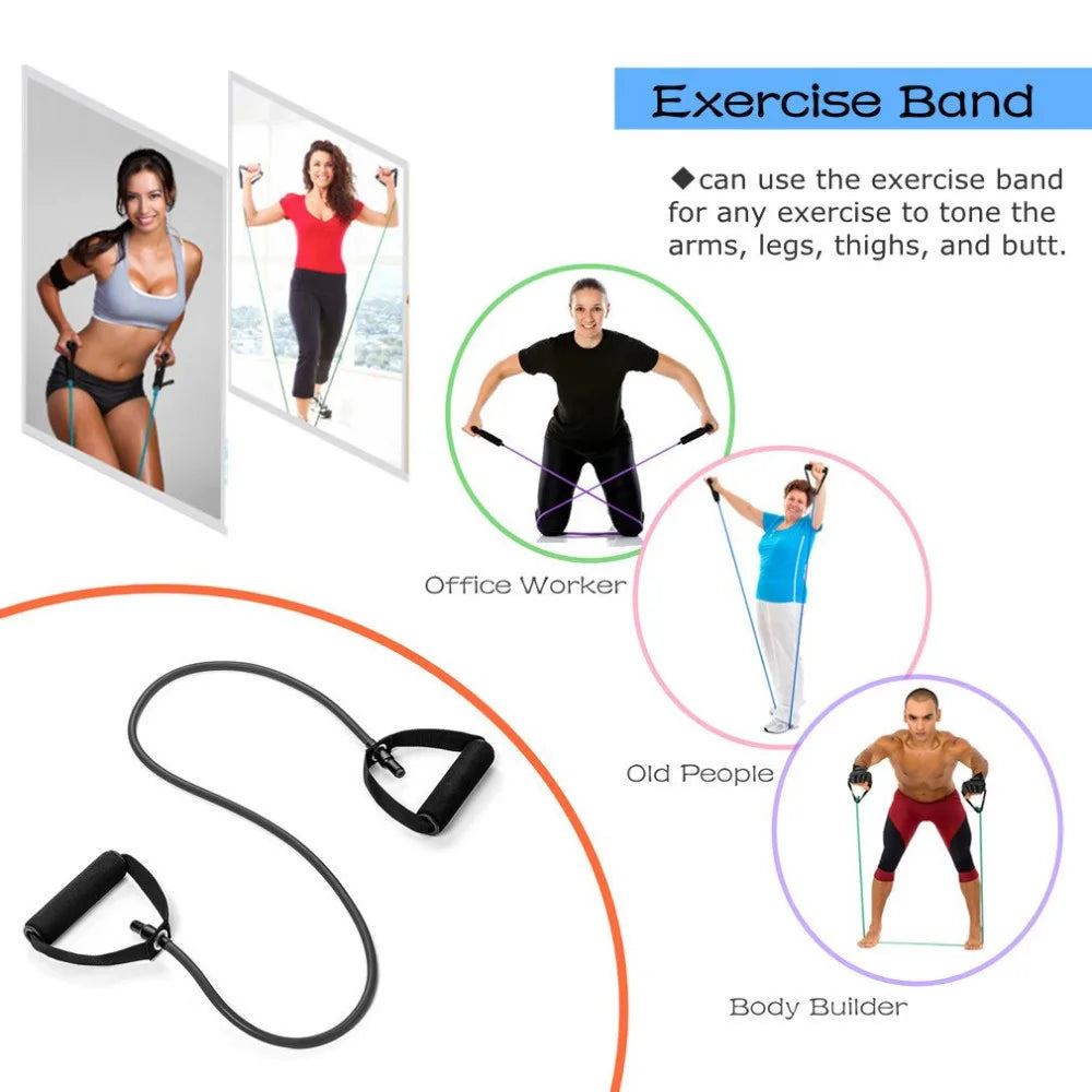 5 Levels  Elastic Band With Handles Yoga Pull Rope Elastic Gym Fitness Exercise Tube Band For Home Workouts Strength Training