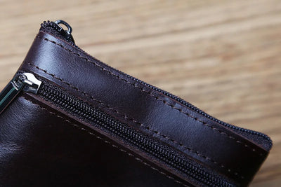 Genuine Leather Mini Coin Purse for MenTop Layer Cowhide Wallet Women Zipper Vintage Card Bag Short Lady Wallet Key Case NZPJ - Smarsty