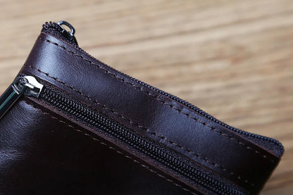 Genuine Leather Mini Coin Purse for MenTop Layer Cowhide Wallet Women Zipper Vintage Card Bag Short Lady Wallet Key Case NZPJ