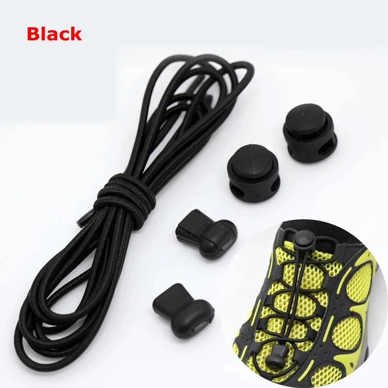 1 Pair 22 Colors Elastic Shoelaces Round Locking No Tie Shoe Laces Kids Adult Quick Lazy Laces Rubber Sneakers Shoelace T1 - Smarsty