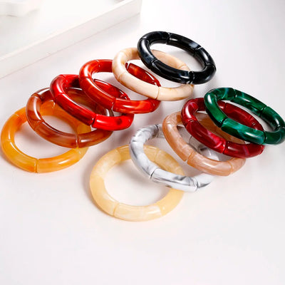Trendy 4 Piece Set of Handmade Acrylic Bead Bracelets - Smarsty