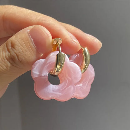 Multicolor Transparent Flower Drop Earrings for Women Fashion - Smarsty