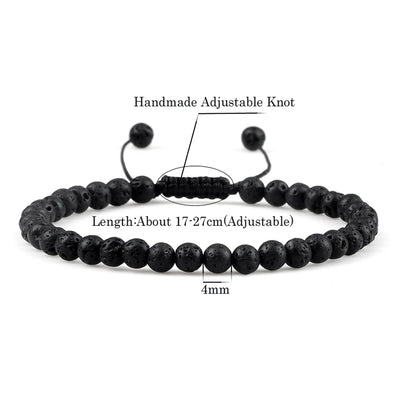 Adjustable Lava Stone Beaded Bracelet for Chakra Healing - Smarsty