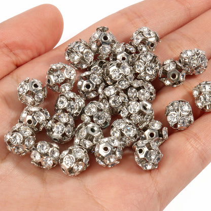 50pcs AB Color Metal Crystal Rhinestone Beads for Jewelry Making - Smarsty