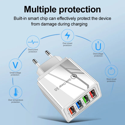 4 Port USB Quick Charge 3.0 Wall Charger EU Connector - Smarsty