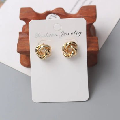 Tiny Gold Twist Round Stud Earrings Small Unusual Design - Smarsty
