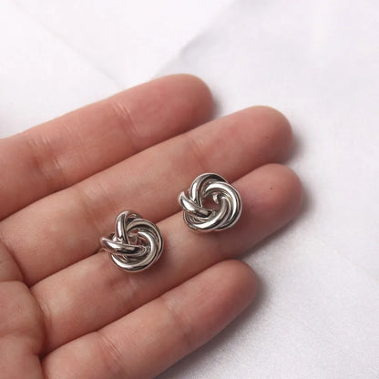 Tiny Gold Twist Round Stud Earrings Small Unusual Design - Smarsty