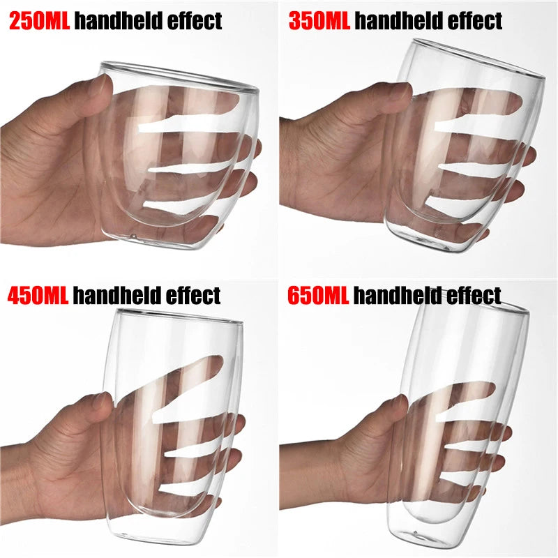 Double Wall Borosilicate Glass Mugs Set Heat Resistant - Smarsty