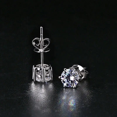 Sterling Silver Moissanite Stud Earrings Certified D - Smarsty