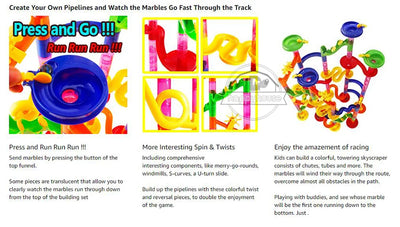 Marble Run Race Track Building Blocks Kids 3D Maze Ball Roll Toy DIY Marble Run Race Coaster Set 80/105/109/133pc Christmas Gift - Smarsty