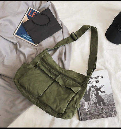 Women Vintage Canvas Tote Bag Crossbody Shoulder Purse - Smarsty