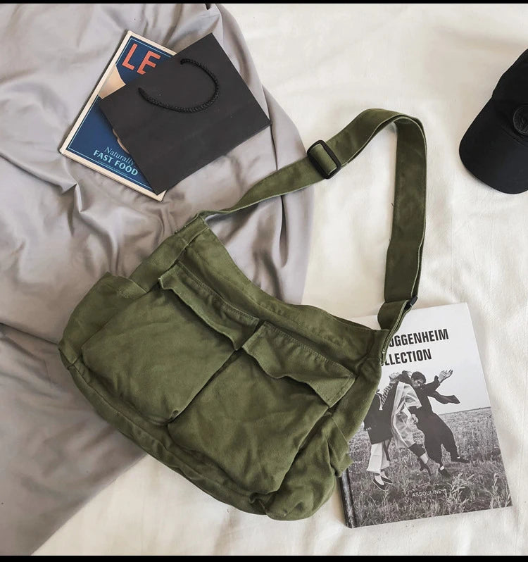 Women Vintage Canvas Tote Bag Crossbody Shoulder Purse - Smarsty