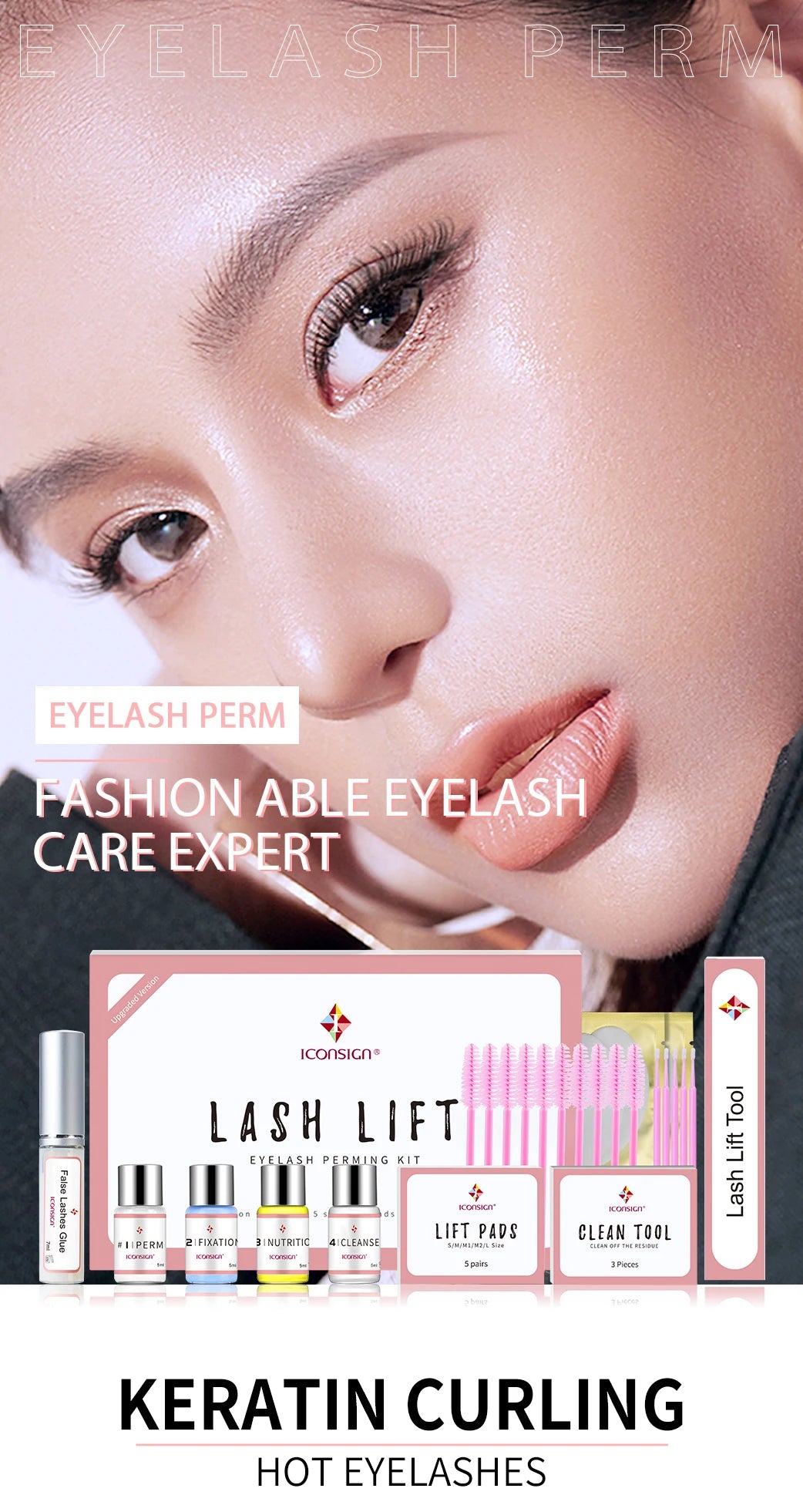 ICONSIGN Upgrade Version Lash Lift Kit Lifting Eyelashes Lasting 6-8 Weeks Lash Perm Eyelash Enhancer Makeup Tools - Smarsty