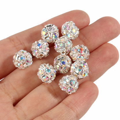 50pcs AB Color Metal Crystal Rhinestone Beads for Jewelry Making - Smarsty