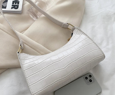 PU Leather Alligator Pattern Women Slim Shoulder Bag Purse - Smarsty