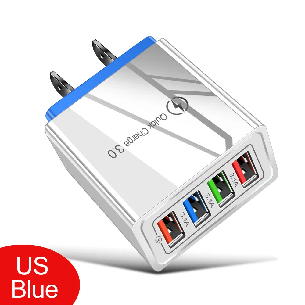 4 Port USB Quick Charge 3.0 Wall Charger EU Connector - Smarsty