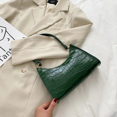 PU Leather Alligator Pattern Women Slim Shoulder Bag Purse - Smarsty