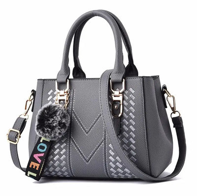Embroidered Leather Messenger Bag for Women With Fur Accent - Smarsty