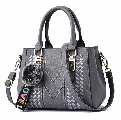 Embroidered Leather Messenger Bag for Women With Fur Accent - Smarsty