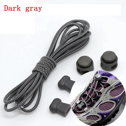 1 Pair 22 Colors Elastic Shoelaces Round Locking No Tie Shoe Laces Kids Adult Quick Lazy Laces Rubber Sneakers Shoelace T1 - Smarsty