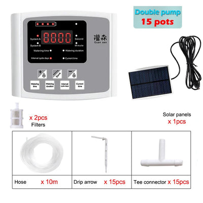 Solar Powered Automatic Garden Drip Irrigation Timer System - Smarsty