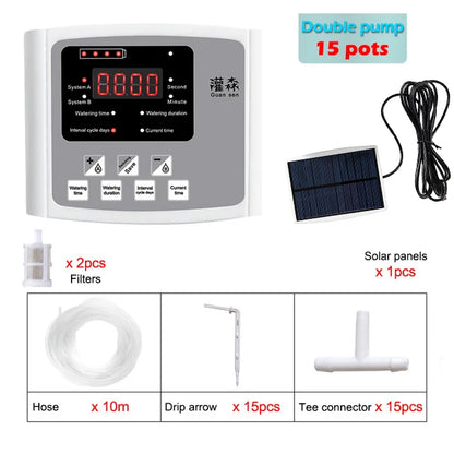 Solar Powered Automatic Garden Drip Irrigation Timer System - Smarsty
