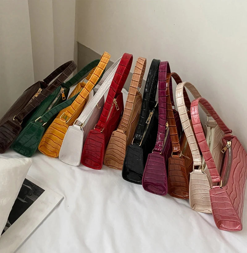 PU Leather Alligator Pattern Women Slim Shoulder Bag Purse - Smarsty