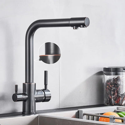 Black Grey Water Filter Kitchen Faucet with 360 Degree Rotation - Smarsty