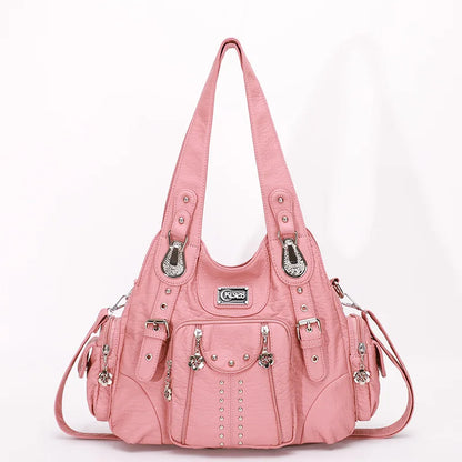 Angelkiss PU Leather Women Shoulder Bag Zipper Closure - Smarsty