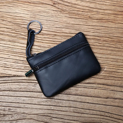 Genuine Leather Mini Coin Purse for MenTop Layer Cowhide Wallet Women Zipper Vintage Card Bag Short Lady Wallet Key Case NZPJ - Smarsty