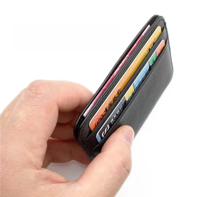 New Slim 100% Sheepskin Genuine Leather Men's Wallet Male Thin Mini ID Credit Card Holder Small Cardholder Purse For Man - Smarsty