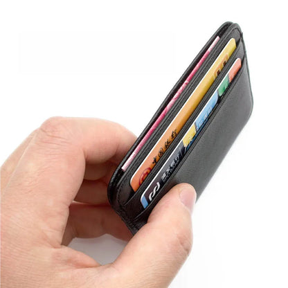 New Slim 100% Sheepskin Genuine Leather Men's Wallet Male Thin Mini ID Credit Card Holder Small Cardholder Purse For Man - Smarsty