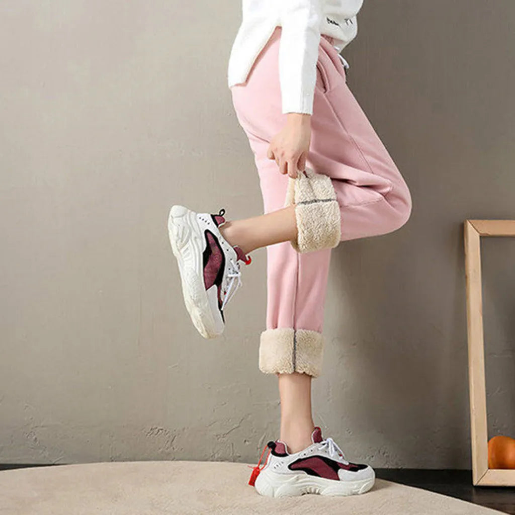 Women Winter Warm Leggings Thick Trousers Warm Fleece Plus Size Long Thicken Pants Fashion Casual Soild Color Leggings - Smarsty
