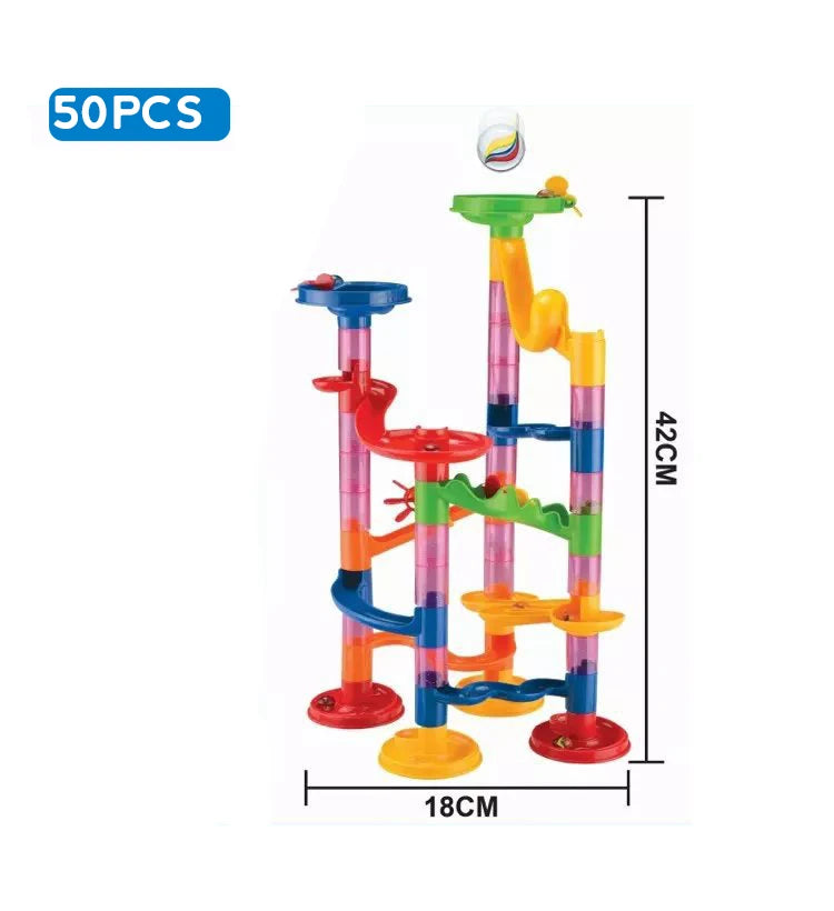Marble Run Race Track Building Blocks Kids 3D Maze Ball Roll Toy DIY Marble Run Race Coaster Set 80/105/109/133pc Christmas Gift - Smarsty