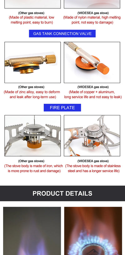 Widesea Camping Gas Stove Outdoor Tourist Burner Strong Fire Heater Tourism Cooker Survival Furnace Supplies Equipment Picnic by Smarsty