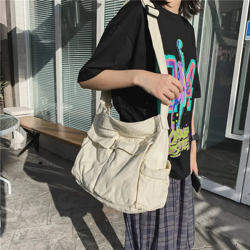 Women Vintage Canvas Tote Bag Crossbody Shoulder Purse - Smarsty