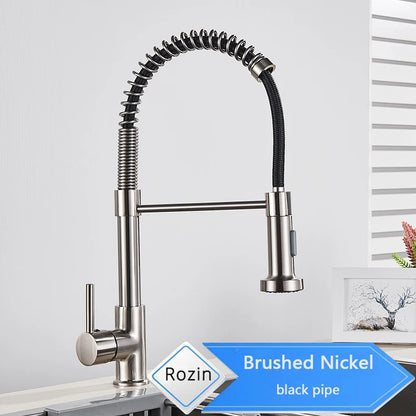 Brushed Nickel Kitchen Faucet with 360 Degree Rotation - Smarsty