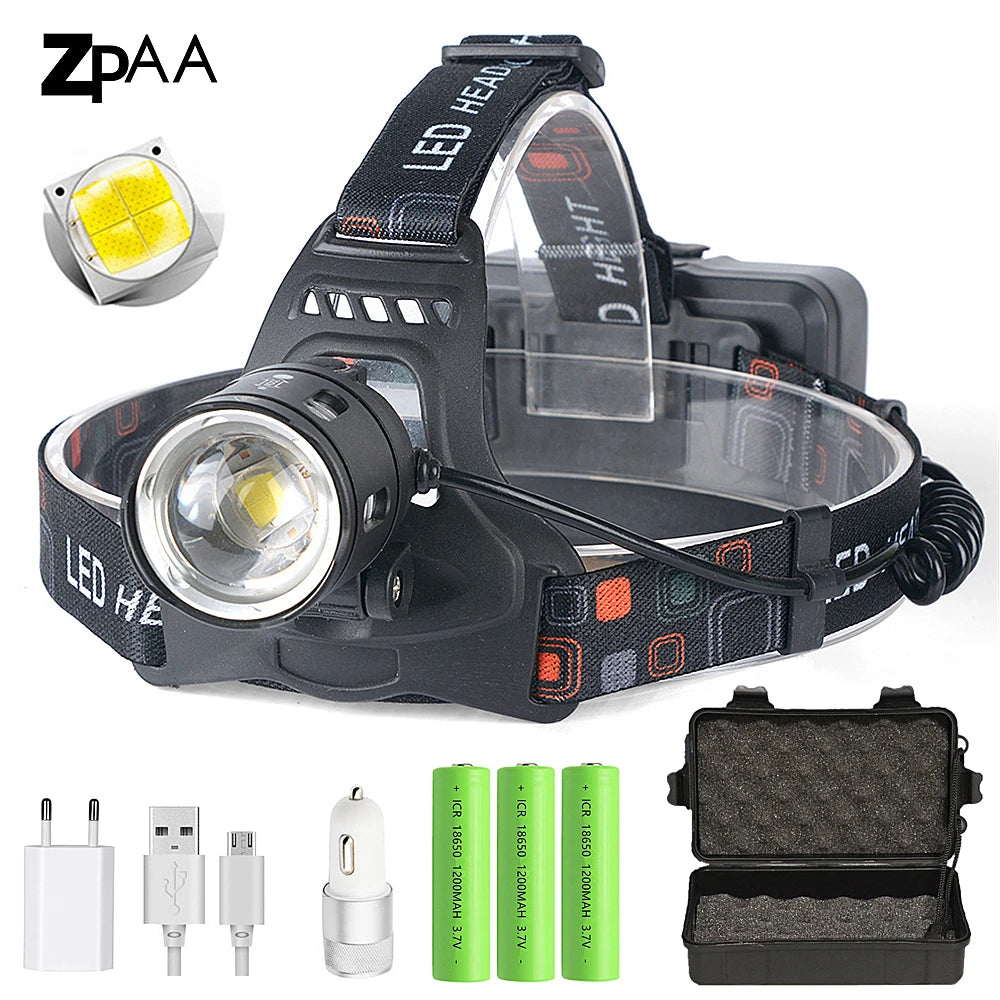 Powerful XHP70.2 XHP50.2 Led Headlamp Headlight Zoom Head Lamp Flashlight Torch 18650 battery USB Rechargeable Fishing Lantern by Smarsty